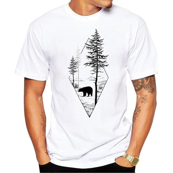 Forest Bear Man T Shirt Short Sleeve Casual