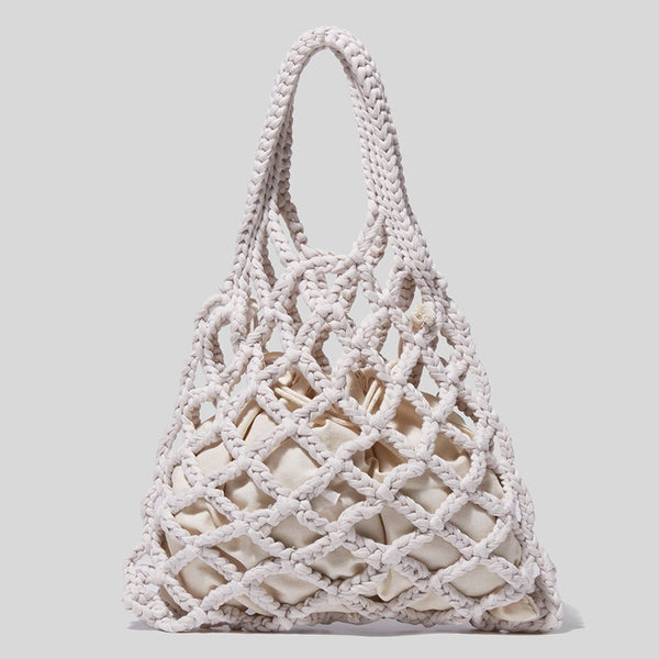 Cotton And Linen Woven Handbag
