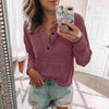 Solid Color Open Tube Button Long-Sleeved Top T-Shirt
