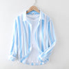 Extremely Hemp JapaneseStriped Casual Long-sleeved Shirt For Men