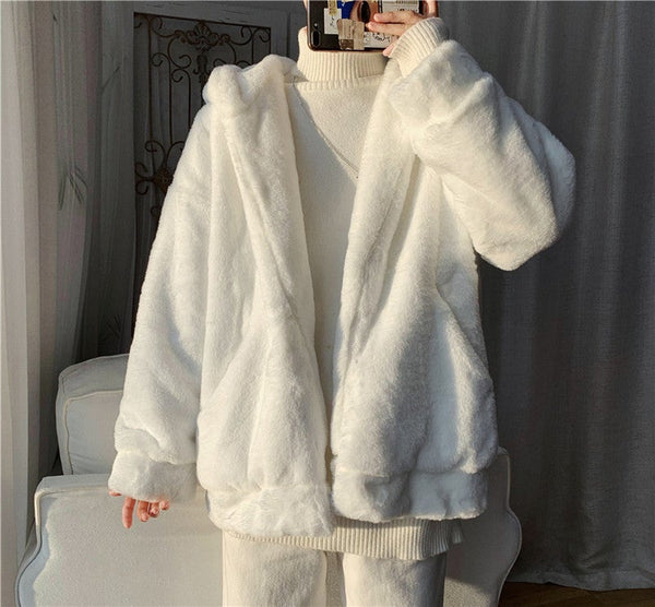 Pure Color Lamb Cashmere Cotton Coat