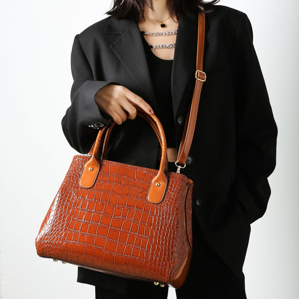 Crocodile Pattern High-Grade Leather Handbag