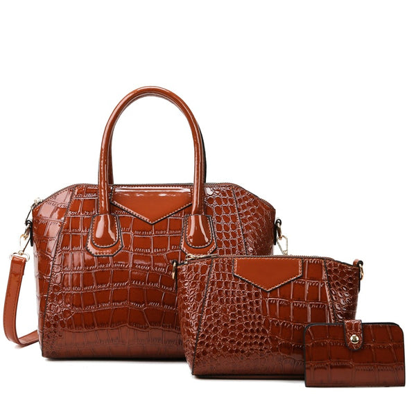 Three-Piece Crocodile Fashion Handbag