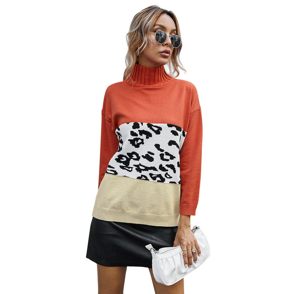 Women's Leopard Print Turtleneck Sweater