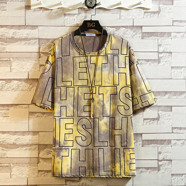Tie-Dye Letter Print T-Shirt