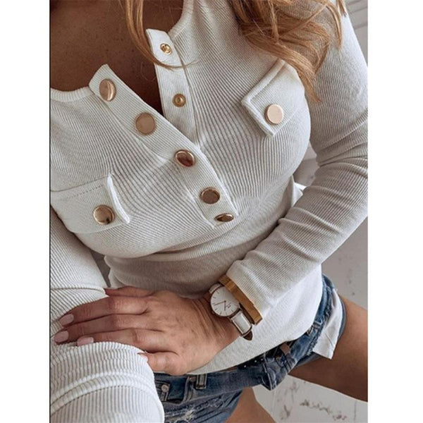 Solid Color Long-Sleeved Bottoming Shirt Sweater Top