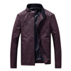 Thin Men's Stand Collar Striped Pu Leather Jacket Large Size