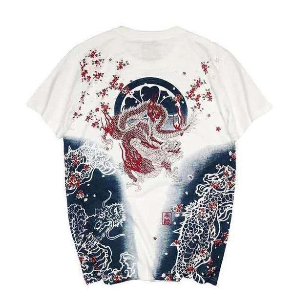 Embroidered T-shirt Couples Korean Style Chinese  Tattoo