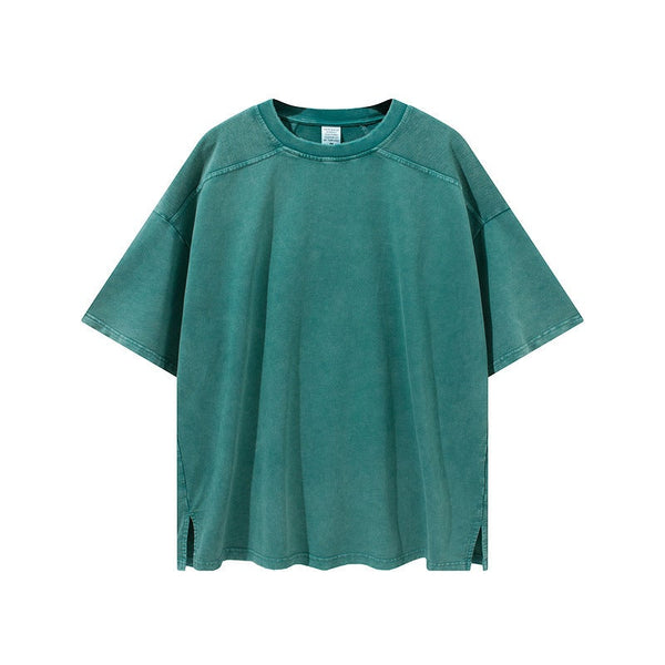 Pure Color Split Small Sweater Fabric Short-sleeved T-shirt