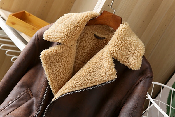 Fashionable Men's Lambskin Fur All-in-one Warm Jacket