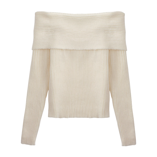 Short Grey Strapless Neckline Sweater