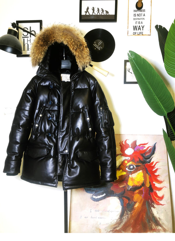 Genuine Sheep Leather 90% Duck Feather Down Jacket