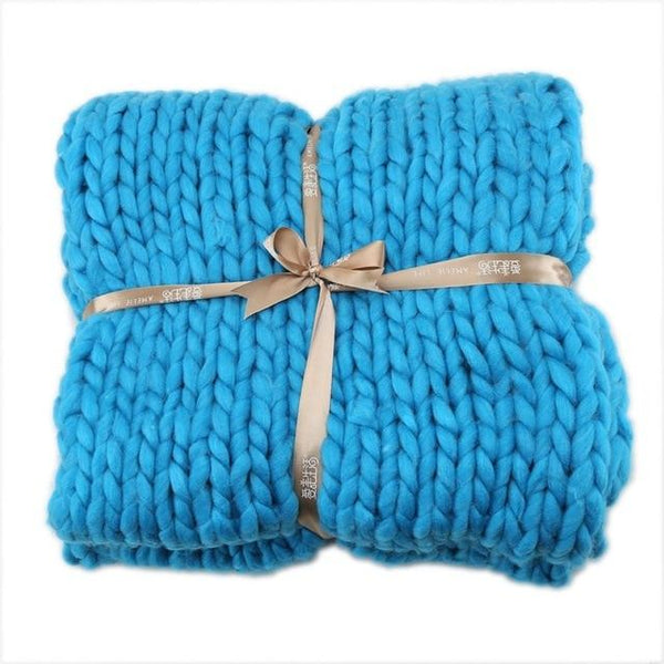 Thick Yarn Merino Wool Bulky Knitting Blanket USA