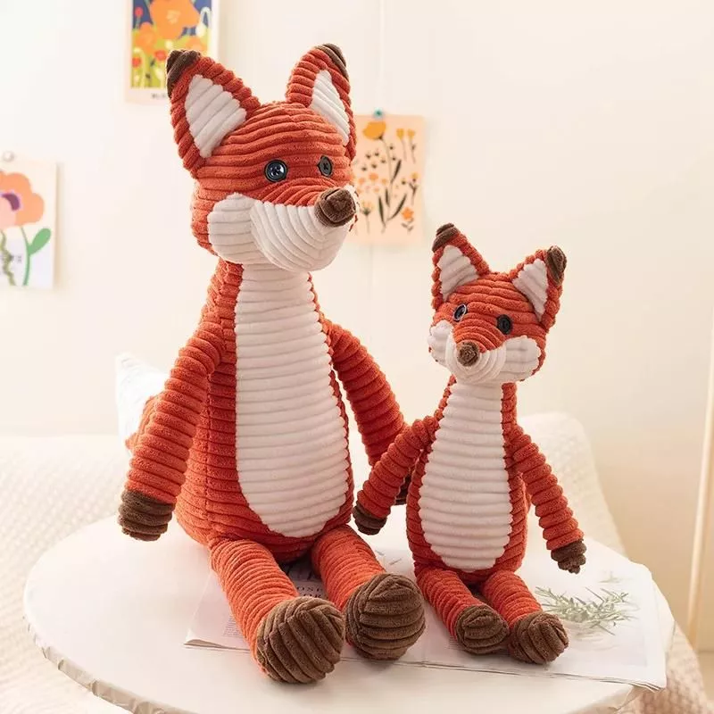 Stripe Plush Orange Fox Doll Plush Toy Long Legs Forest Wild Animal Cartoon Cosplay Plushie Peluche Sleeping Companion Kids
